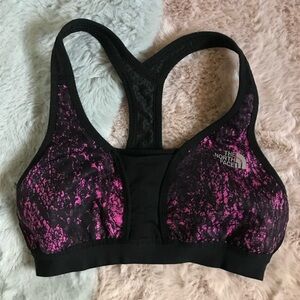 The north face pink black sports bra